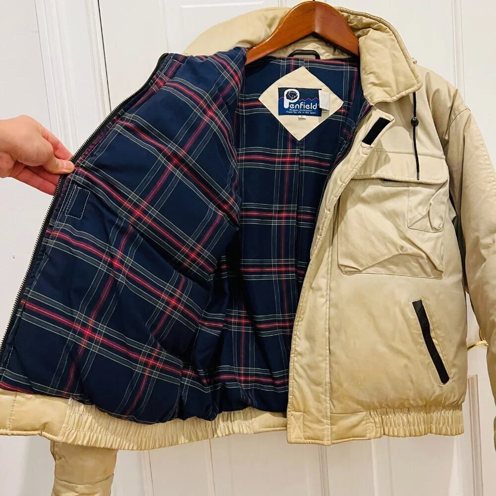 Vintage Penfield Distressed Down Puffer Jacket Coat with Leather Elbow Patches L